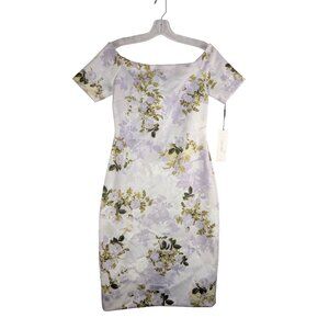 Calvin Klein Dress Womens Size 4 Floral Off Shoulder Knee Length‎ Sheath NWT